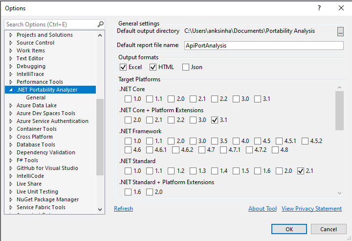 Portability Analyzer Configuration